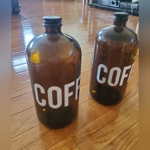 2 glass coffee bottles